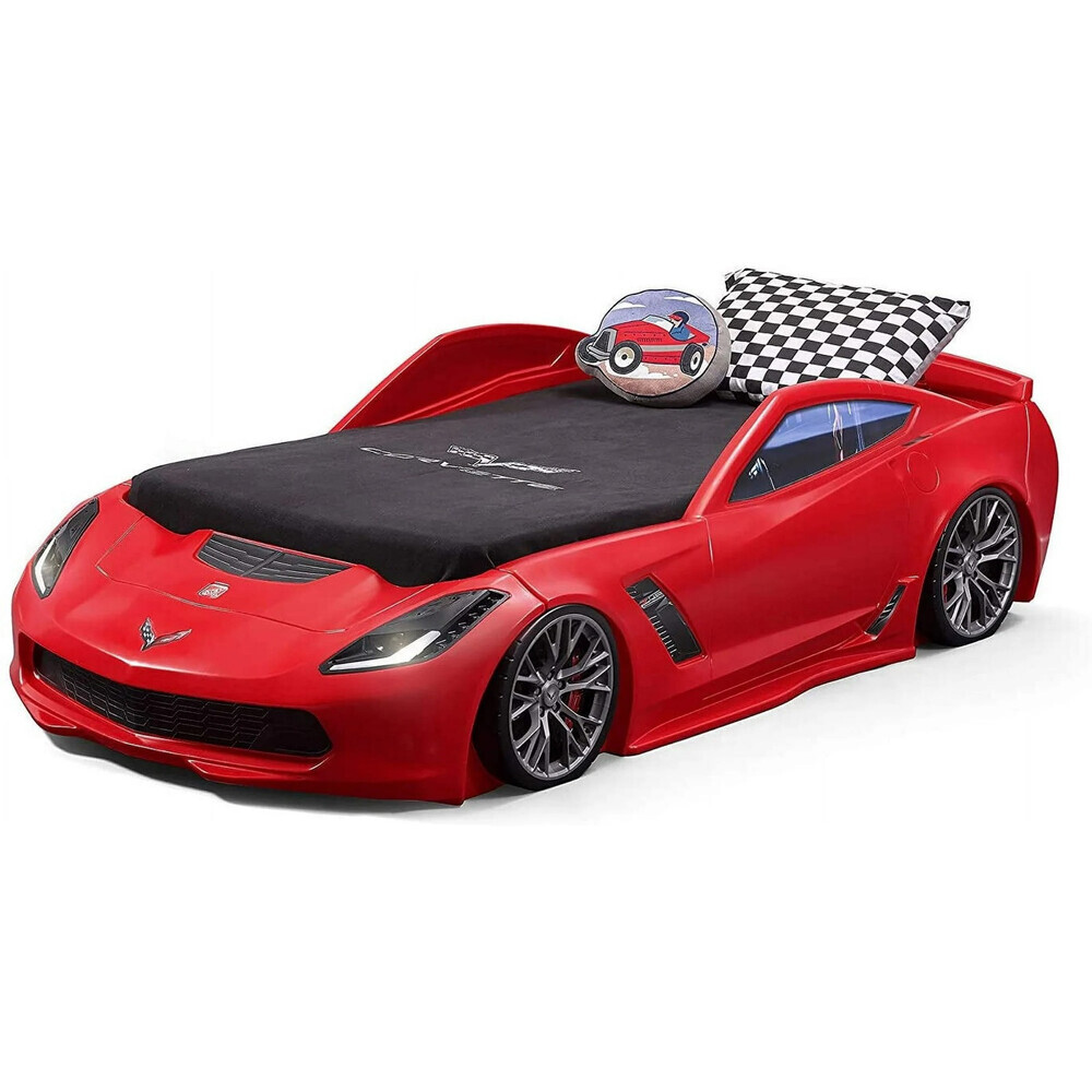 Step2 Corvette Convertible Toddler to Twin Bed with Working HeadLights Red - Picture 6 of 8